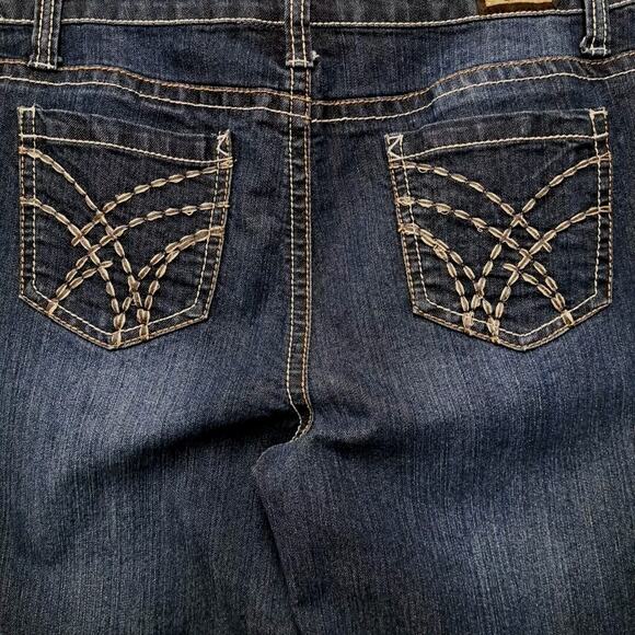 Earl Capri Jeans Womens 12 Blue Dark Stretch Denim Mid Rise Cuffed Thick Stitch - Picture 7 of 13